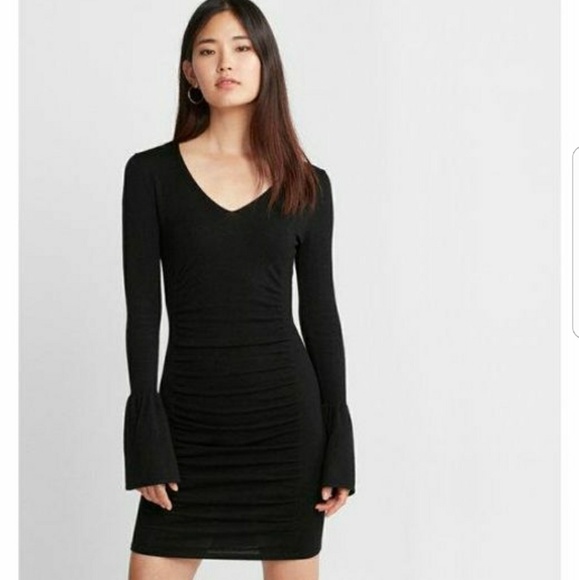 Express Bell Sleeved Ruched Dress - Picture 1 of 3